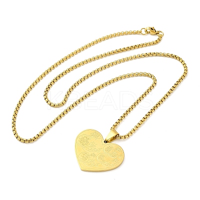 201 Stainless Steel Box Chain Arabic Heart Pendant Necklaces for Women LS-NJEW-M008-02G-1