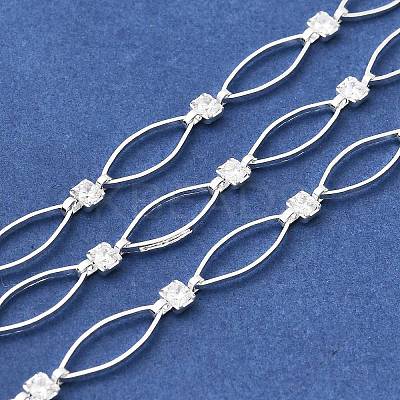 Handmade Brass Pave Clear Cubic Zirconia Horse Eye Link Chains CHC-G027-03S-1