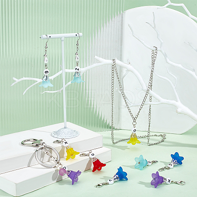 50Pcs 5 Colors Frosted Flower Transparent Acrylic Pendant Decoration HJEW-HY0001-01-1