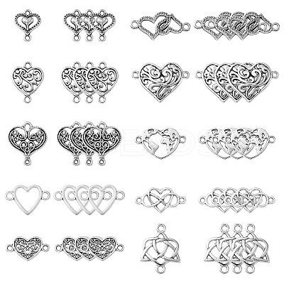 100Pcs 10 Styles Tibetan Style Alloy Connector Charms TIBE-CJ0001-27-1