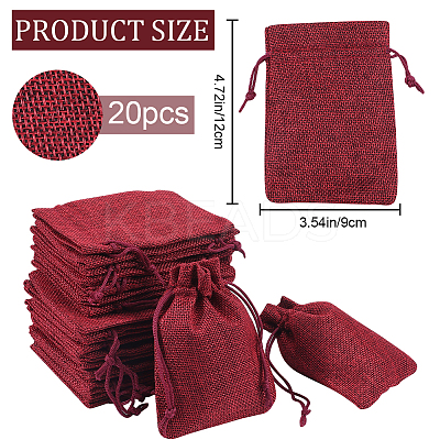 Polyester Imitation Burlap Packing Pouches Drawstring Bags ABAG-BBC0001-02A-04-1