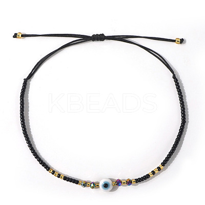 Bohemian Glass Seed Beaded Braided Bead Bracelets EZ3029-8-1