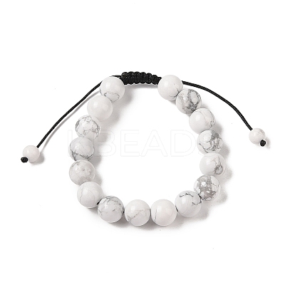 10mm Round Natural Howlite Braided Bead Bracelets BJEW-C067-01C-08-1