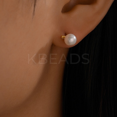 Elegant 925 Sterling Silver Freshwater Pearl Stud Earrings for Women's Daily Wear NN8713-1-1