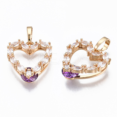 Brass Micro Cubic Zirconia Pendants KK-N235-026D-1