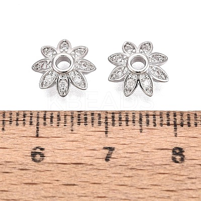 Brass Micro Pave Clear Cubic Zirconia Bead Caps KK-Q071-06P-02-1