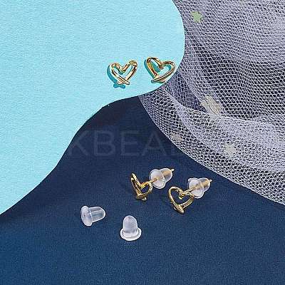 2 Pairs Hollow Heart 925 Sterling Silver Stud Earrings EJEW-BBC0001-33G-1