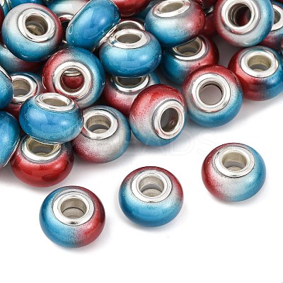 Two Tone Opaque Resin Rondelle European Beads RESI-Z046-02C-1