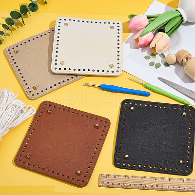 4Pcs 4 Colors Square PU Leahter Knitting Crochet Bags Bottom AJEW-CL0001-75-1