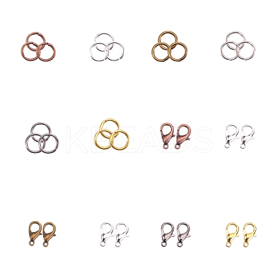Alloy Lobster Claw Clasps and Iron Jump Rings FIND-X0007-1