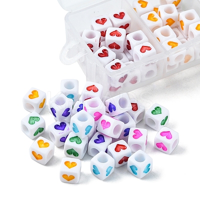175Pcs 7 Colors White Opaque Acrylic Beads MACR-YW0002-02-1