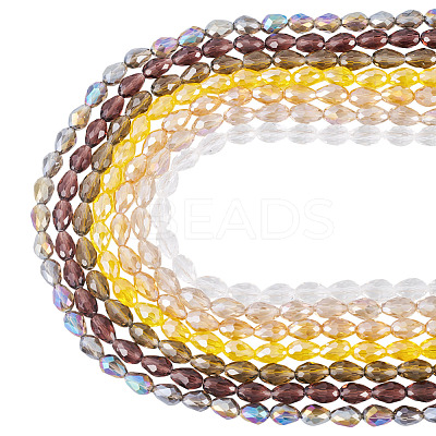7 Strands 7 Colors Transparent Electroplate Glass Beads Strands EGLA-TA0013-09-1