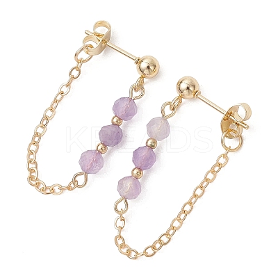 4 Pairs 4 Styles Natural Agate & Amethyst & Apatite & Green Aventurine Dangle Stud Earrings EJEW-TA00801-1