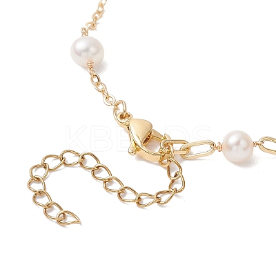 Round Natural Gemstone & Shell Pearl Beads Link Bracelets BJEW-JB12812-1