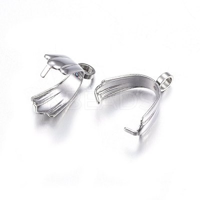 Tarnish Resistant 304 Stainless Steel Pendant Pinch Bails X-STAS-O107-19P-1