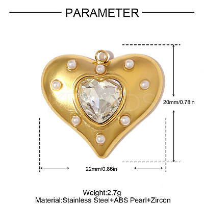 304 Stainless Steel Pave Cubic Zirconia Pendants STAS-OY006-45G-1