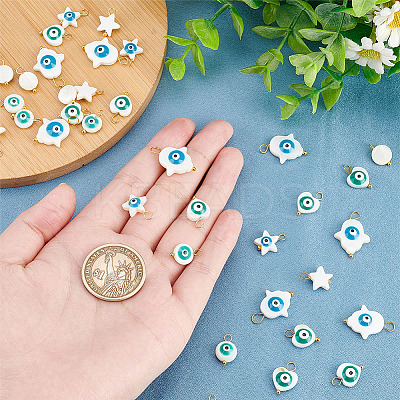 40Pcs 4 Styles Natural Freshwater Shell Pendants SHEL-AR0001-06-1
