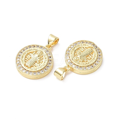 Brass Micro Pave Cubic Zirconia Pendants KK-F845-20G-1