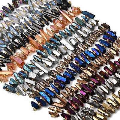Electroplated Natural Quartz Crystal Beads Strands G-F800-B-1
