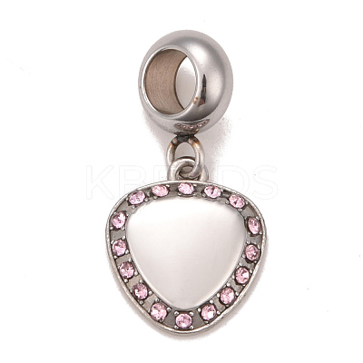 304 Stainless Steel Rhinestone European Dangle Charms STAS-F278-22P-1