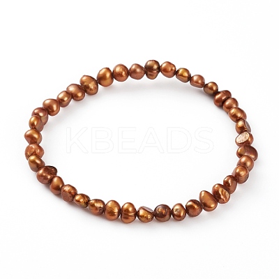 Dyed Natural Cultured Freshwater Pearl Beads Stretch Bracelets BJEW-JB05892-1