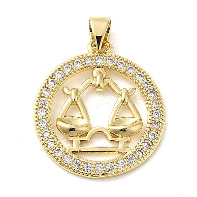 Rack Plating Brass Micro Pave Cubic Zirconia Pendants KK-P241-01G-1