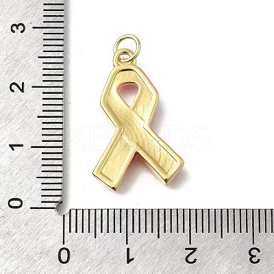 October Breast Cancer Pink Awareness Ribbon Brass Enamel Pendants KK-S517-04H-G-1