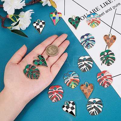 18Pcs 9 Style Rack Plating Alloy Enamel Pendants FIND-SZ0002-21-1