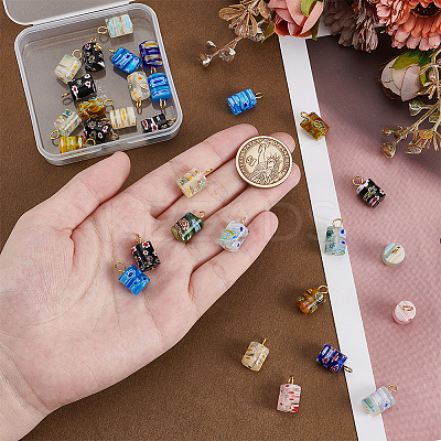 30Pcs Millefiori Glass Pendants PALLOY-PH01834-1