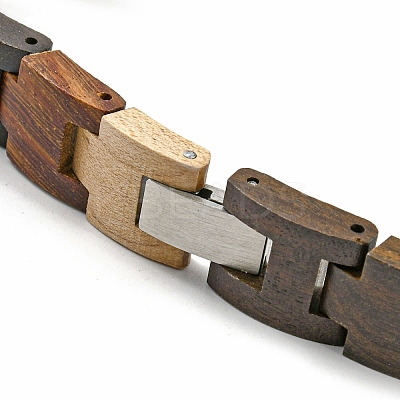 Wooden Watch Band Bracelets for Women Men BJEW-M306-02P-1