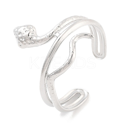 Non-Tarnish 304 Stainless Steel Snake Open Cuff Rings for Women RJEW-K273-09P-1