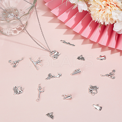 100Pcs 10 Styles Cheerleading Series Tibetan Style Alloy Pendants FIND-ME0001-65-1