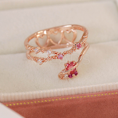 Adjustable Brass Micro Pave Cubic Zirconia Open Cuff Rings for Women LS-EC9353-25-1