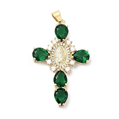 Rack Plating Brass Micro Pave Cubic Zirconia Pendants ZIRC-I059-15G-03-1