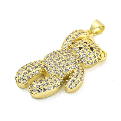 Brass Micro Pave Clear Cubic Zirconia Pendants KK-R159-13G-01-1