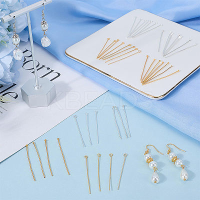 4 Sets 4 Styles Brass Flat Head Pins & Eye Pins Sets KK-SP0002-39-1