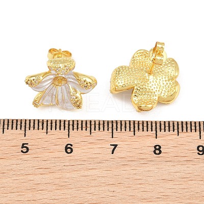 Brass Micro Pave Cubic Zirconia Stud Earring Findings CU-CBAA5EE-04G-04-1