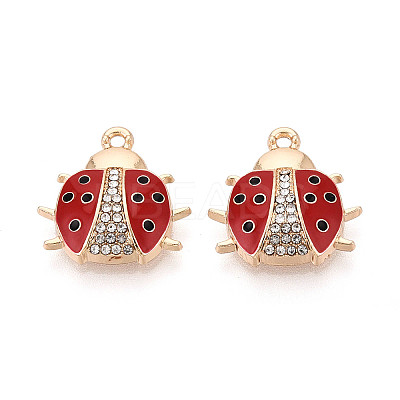 Rack Plating Alloy & Rhinestone & Enamel Pendants ENAM-T024-02A-G-1