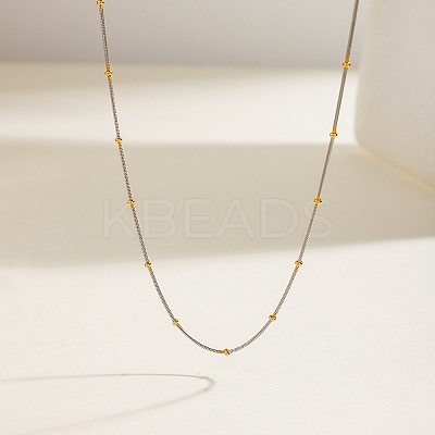 304 Stainless Steel Round Ball Snake Chain Necklaces for Women NJEW-K288-01GP-1