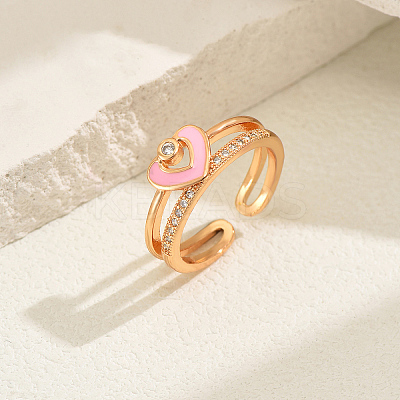 Fashionable Cute Brass Cubic Zirconia Cuff Rings XX5517-1