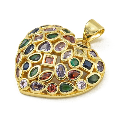 Rack Plating Brass Pave Cubic Zirconia Pendants KK-U029-08G-03-1
