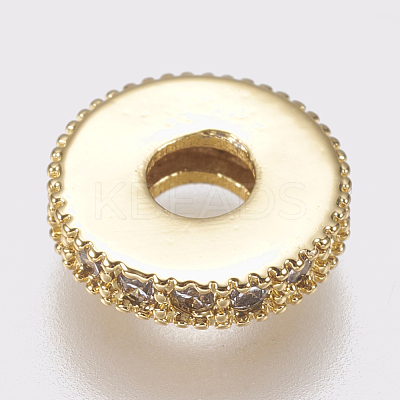 Brass Micro Pave Cubic Zirconia Bead Spacers X-ZIRC-K074-11A-01G-1