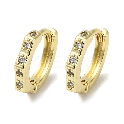Rack Plating Brass Micro Pave Clear Cubic Zirconia Huggie Hoop Earrings for Women EJEW-C097-13G-01-1