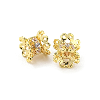 Brass Micro Pave Cubic Zirconia Spacer Beads KK-H452-15G-1
