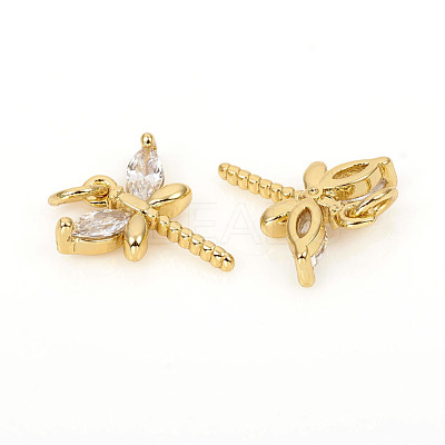Brass Micro Pave Cubic Zirconia Charms ZIRC-L096-06G-1