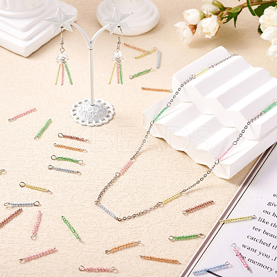 48Pcs 12 Colors Glass Rondelle Beaded Connector Charms PALLOY-TA00138-1