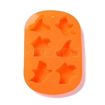 Halloween Theme Ghost/House/Witch Hat Cake Decoration Food Grade Silicone Molds LS-DIY-E067-02-1