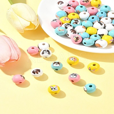 50Pcs 10 Colors Wood European Beads WOOD-FS0001-26-1