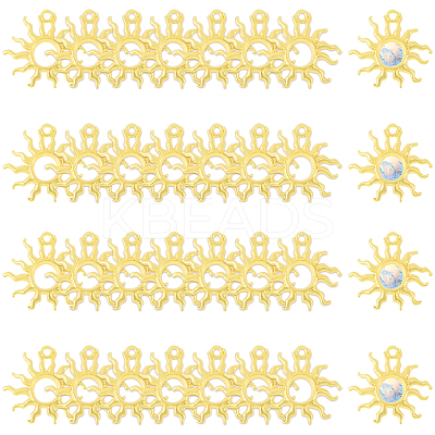 40Pcs Rack Plating Alloy Open Back Bezel Pendants FIND-CA0008-76-1