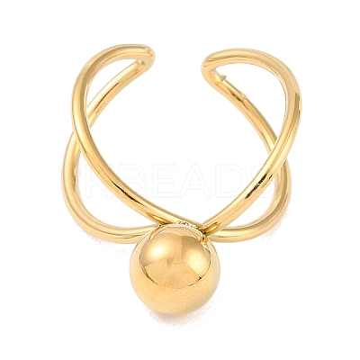 Ion Plating(IP) 304 Stainless Steel Round Open Cuff Ring RJEW-C097-06G-1